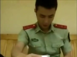 Chinese Military Man Masturbating